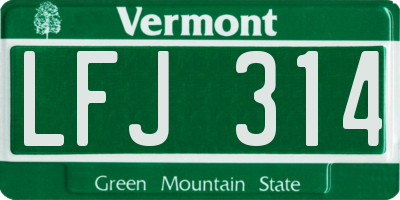 VT license plate LFJ314