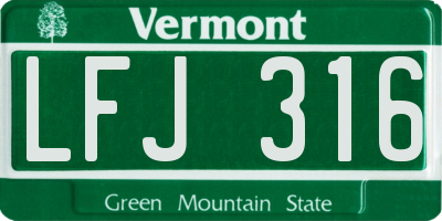 VT license plate LFJ316