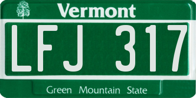 VT license plate LFJ317