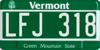 VT license plate LFJ318