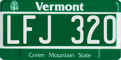 VT license plate LFJ320
