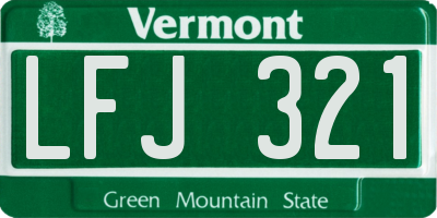 VT license plate LFJ321