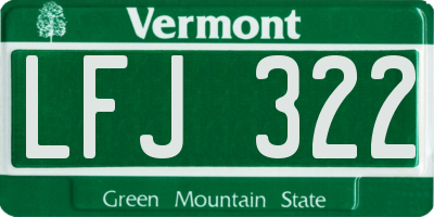 VT license plate LFJ322