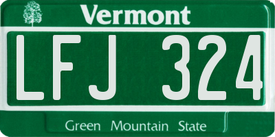 VT license plate LFJ324