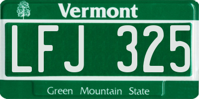 VT license plate LFJ325