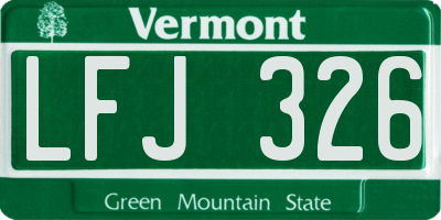 VT license plate LFJ326