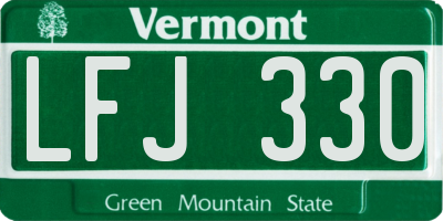 VT license plate LFJ330