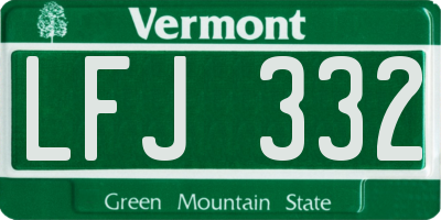 VT license plate LFJ332
