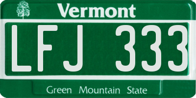VT license plate LFJ333