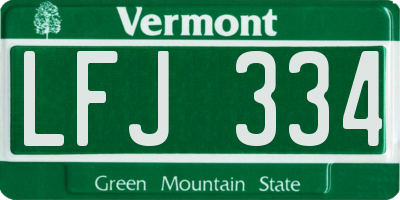 VT license plate LFJ334
