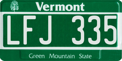 VT license plate LFJ335