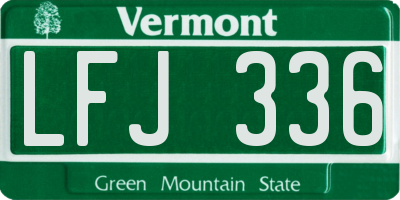 VT license plate LFJ336