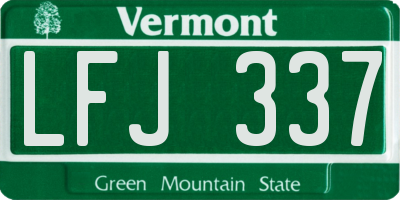 VT license plate LFJ337