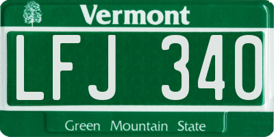 VT license plate LFJ340