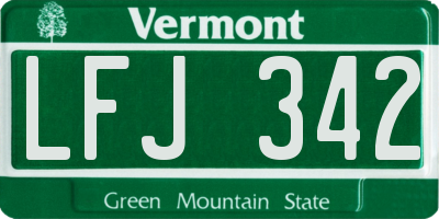 VT license plate LFJ342