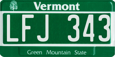 VT license plate LFJ343