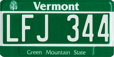 VT license plate LFJ344