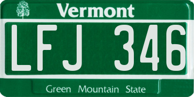 VT license plate LFJ346