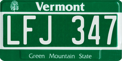 VT license plate LFJ347