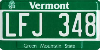 VT license plate LFJ348