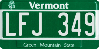 VT license plate LFJ349