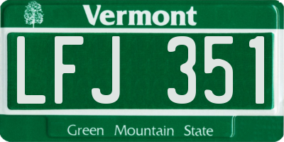 VT license plate LFJ351