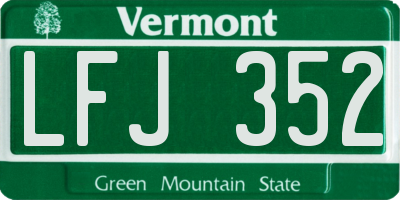 VT license plate LFJ352