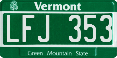 VT license plate LFJ353