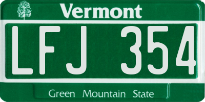 VT license plate LFJ354