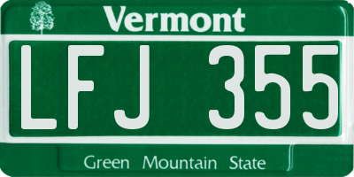 VT license plate LFJ355
