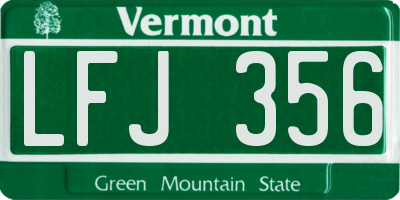 VT license plate LFJ356