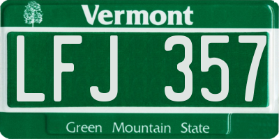 VT license plate LFJ357