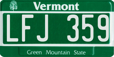 VT license plate LFJ359
