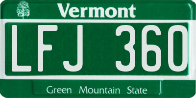 VT license plate LFJ360