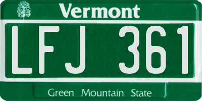 VT license plate LFJ361