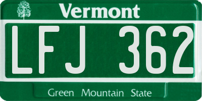 VT license plate LFJ362