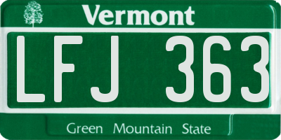 VT license plate LFJ363
