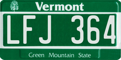 VT license plate LFJ364