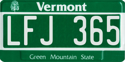 VT license plate LFJ365