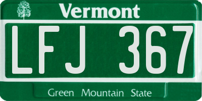 VT license plate LFJ367
