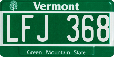 VT license plate LFJ368