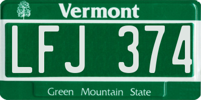 VT license plate LFJ374