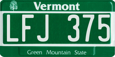 VT license plate LFJ375
