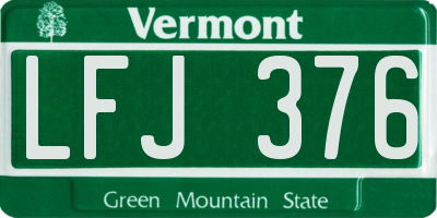 VT license plate LFJ376