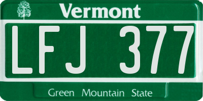 VT license plate LFJ377