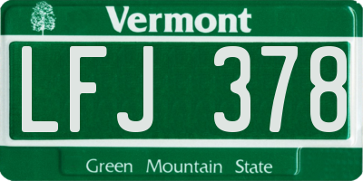 VT license plate LFJ378