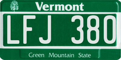 VT license plate LFJ380