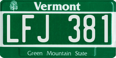 VT license plate LFJ381