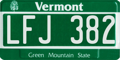VT license plate LFJ382