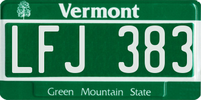 VT license plate LFJ383
